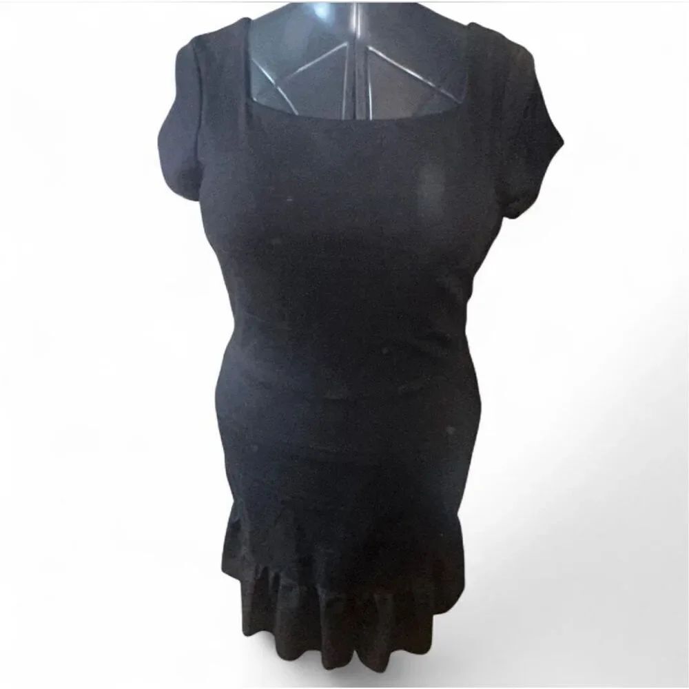 White House Black Market ruffled hem little black dress